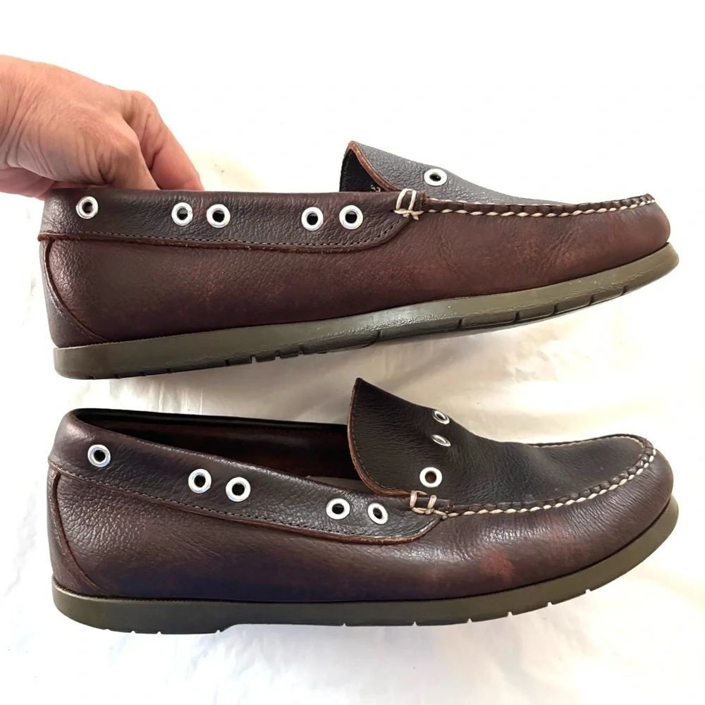 L.L. Bean Brown Boat Shoes Leather Camp Moc SZ 10 Worn 1X Indoors